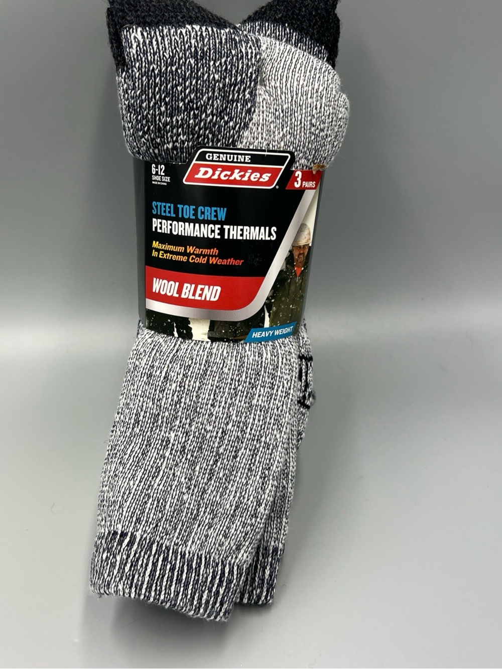 Dickies Gray & Black Wool Blend Steel Toe Crew Socks - 3 Pairs